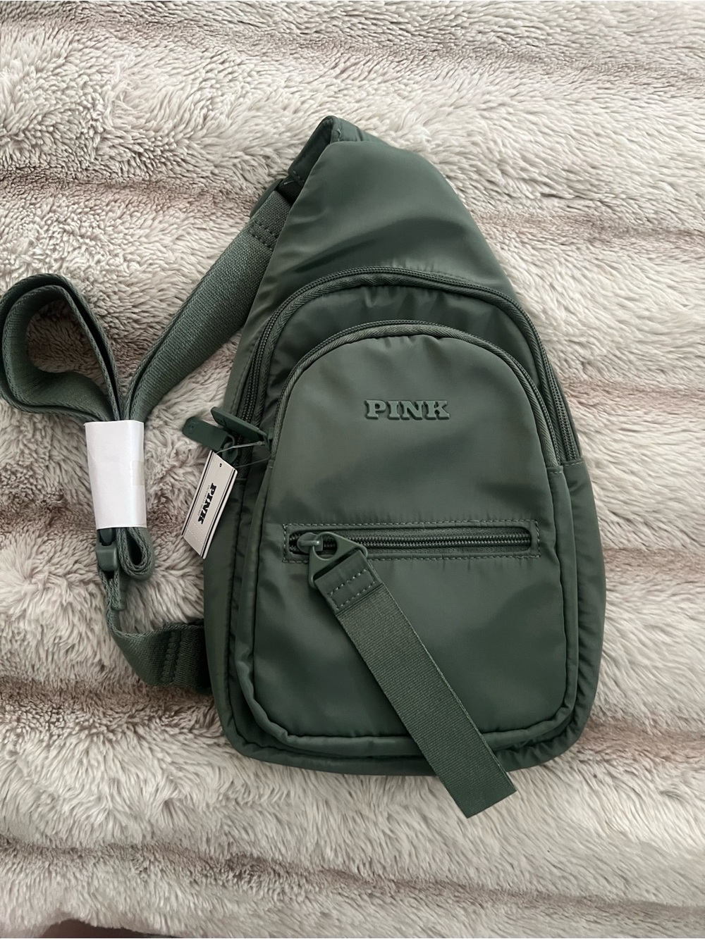 NWT PINK Victoria's Secret Olive Green Sling Belt Bag
